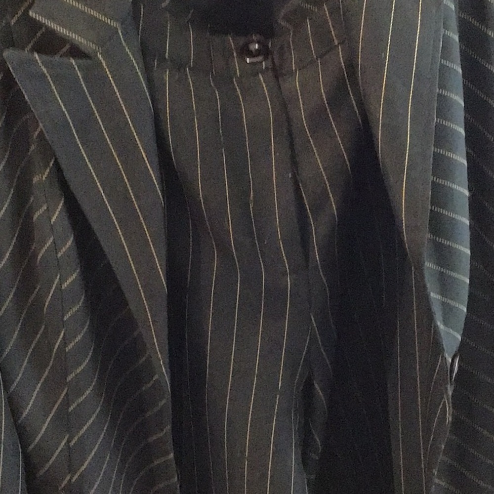 Xoxo,black suit with small orange stripes